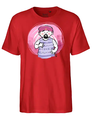 Ringeldinger "Im Moment .." - Ringelpullisprüche, Ringeldinger, streifenweise, Spruch, Weisheit, Motivation, Ringelpulli, Sprüche Shirt, Cartoon Illustration, Statement Shirt, Handgezeichnet, Achtsamkeit, Meditation, chillen, Humor, Selbstironie, Streifenpulli, Spruchshirt deutsch - Fairtrade T-Shirt