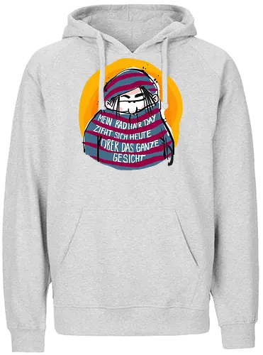 Ringeldinger "Mein Bad Hair Day .." - Ringelpullisprüche, Ringeldinger, streifenweise, Spruch, Weisheit, Motivation, Ringelpulli, Sprüche Shirt, Cartoon Illustration, Badhairday, Style, Beauty, Statement Shirt, Handgezeichnet, Humor, Selbstironie, Streifenpulli, Spruchshirt deutsch - Fairtrade Hoodie