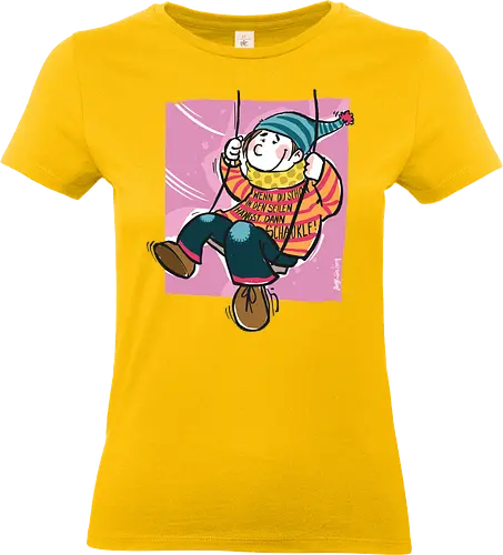Ringeldinger "Wenn du schon in den Seilen hängst .." - Ringelpullisprüche, Ringeldinger, streifenweise, Spruch, Weisheit, Motivation, Ringelpulli, Sprüche Shirt, Cartoon Illustration, Statement Shirt, Handgezeichnet, Humor, Selbstironie, Streifenpulli, Spruchshirt deutsch - Standard T-Shirt (Women)