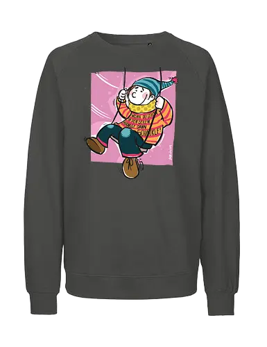 Ringeldinger "Wenn du schon in den Seilen hängst .." - Ringelpullisprüche, Ringeldinger, streifenweise, Spruch, Weisheit, Motivation, Ringelpulli, Sprüche Shirt, Cartoon Illustration, Statement Shirt, Handgezeichnet, Humor, Selbstironie, Streifenpulli, Spruchshirt deutsch - Fairtrade Sweatshirt