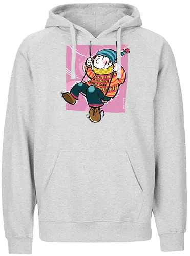 Ringeldinger "Wenn du schon in den Seilen hängst .." - Ringelpullisprüche, Ringeldinger, streifenweise, Spruch, Weisheit, Motivation, Ringelpulli, Sprüche Shirt, Cartoon Illustration, Statement Shirt, Handgezeichnet, Humor, Selbstironie, Streifenpulli, Spruchshirt deutsch - Fairtrade Hoodie