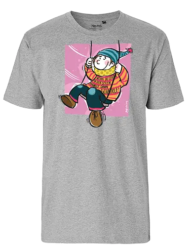 Ringeldinger "Wenn du schon in den Seilen hängst .." - Ringelpullisprüche, Ringeldinger, streifenweise, Spruch, Weisheit, Motivation, Ringelpulli, Sprüche Shirt, Cartoon Illustration, Statement Shirt, Handgezeichnet, Humor, Selbstironie, Streifenpulli, Spruchshirt deutsch - Fairtrade T-Shirt