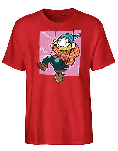 Ringeldinger "Wenn du schon in den Seilen hängst .." - Ringelpullisprüche, Ringeldinger, streifenweise, Spruch, Weisheit, Motivation, Ringelpulli, Sprüche Shirt, Cartoon Illustration, Statement Shirt, Handgezeichnet, Humor, Selbstironie, Streifenpulli, Spruchshirt deutsch - Fairtrade T-Shirt