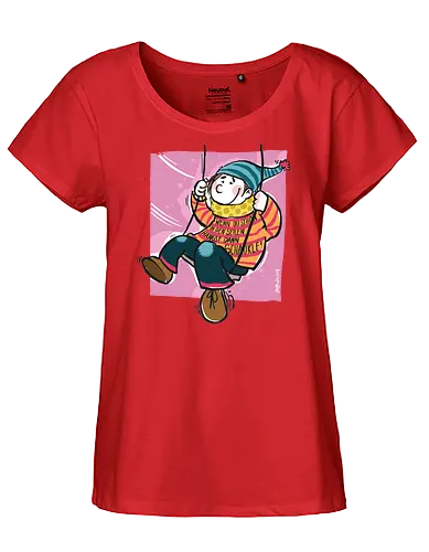 Ringeldinger "Wenn du schon in den Seilen hängst .." - Ringelpullisprüche, Ringeldinger, streifenweise, Spruch, Weisheit, Motivation, Ringelpulli, Sprüche Shirt, Cartoon Illustration, Statement Shirt, Handgezeichnet, Humor, Selbstironie, Streifenpulli, Spruchshirt deutsch - Fairtrade Girl Shirt