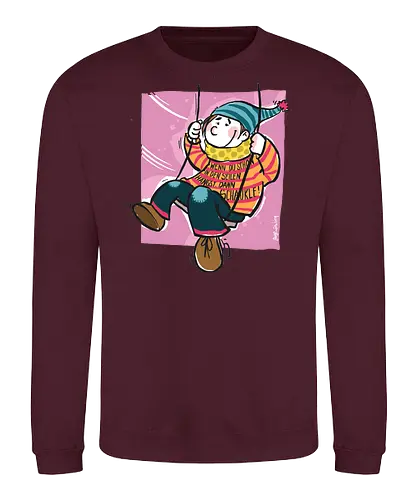 Ringeldinger "Wenn du schon in den Seilen hängst .." - Ringelpullisprüche, Ringeldinger, streifenweise, Spruch, Weisheit, Motivation, Ringelpulli, Sprüche Shirt, Cartoon Illustration, Statement Shirt, Handgezeichnet, Humor, Selbstironie, Streifenpulli, Spruchshirt deutsch - Sweatshirt