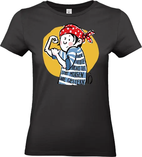 Ringeldinger "Wer heute nichts tut .." - Ringelpullisprüche, Ringeldinger, streifenweise, Spruch, Weisheit, Motivation, Ringelpulli, Sprüche Shirt, Cartoon Illustration, Statement Shirt, Handgezeichnet, Humor, Selbstironie, Streifenpulli, Spruchshirt deutsch - Standard T-Shirt (Women)