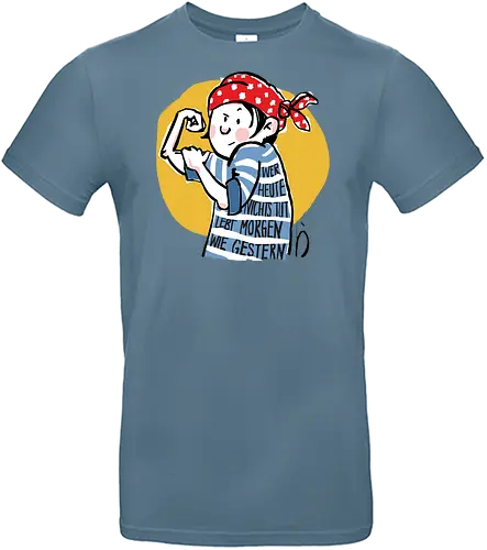 Ringeldinger "Wer heute nichts tut .." - Ringelpullisprüche, Ringeldinger, streifenweise, Spruch, Weisheit, Motivation, Ringelpulli, Sprüche Shirt, Cartoon Illustration, Statement Shirt, Handgezeichnet, Humor, Selbstironie, Streifenpulli, Spruchshirt deutsch - Standard T-Shirt