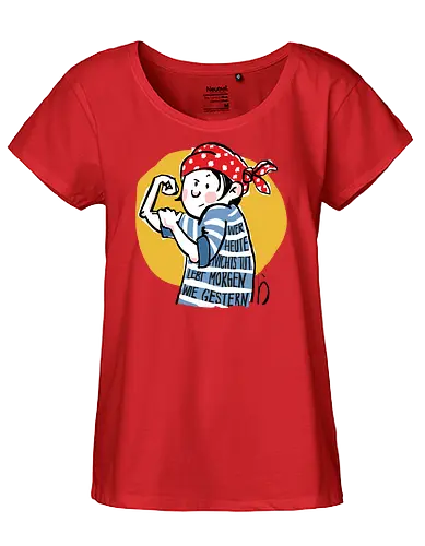 Ringeldinger "Wer heute nichts tut .." - Ringelpullisprüche, Ringeldinger, streifenweise, Spruch, Weisheit, Motivation, Ringelpulli, Sprüche Shirt, Cartoon Illustration, Statement Shirt, Handgezeichnet, Humor, Selbstironie, Streifenpulli, Spruchshirt deutsch - Fairtrade Girl Shirt