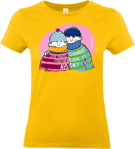 Ringeldinger "Partnerlook" - Ringelpullisprüche, Ringeldinger, streifenweise, Partnerlook, Partner, Beziehung, nackt, Spruch, Weisheit, Motivation, Ringelpulli, Sprüche Shirt, Cartoon Illustration, Statement Shirt, Handgezeichnet, Humor, Selbstironie, Streifenpulli, Spruchshirt deutsch - Standard T-Shirt (Women)