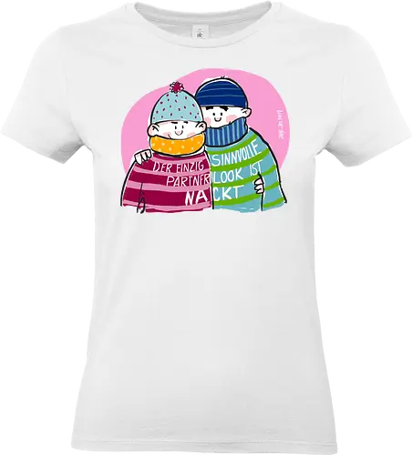 Ringeldinger "Partnerlook" - Ringelpullisprüche, Ringeldinger, streifenweise, Partnerlook, Partner, Beziehung, nackt, Spruch, Weisheit, Motivation, Ringelpulli, Sprüche Shirt, Cartoon Illustration, Statement Shirt, Handgezeichnet, Humor, Selbstironie, Streifenpulli, Spruchshirt deutsch - Standard T-Shirt (Women)