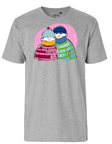 Ringeldinger "Partnerlook" - Ringelpullisprüche, Ringeldinger, streifenweise, Partnerlook, Partner, Beziehung, nackt, Spruch, Weisheit, Motivation, Ringelpulli, Sprüche Shirt, Cartoon Illustration, Statement Shirt, Handgezeichnet, Humor, Selbstironie, Streifenpulli, Spruchshirt deutsch - Fairtrade T-Shirt