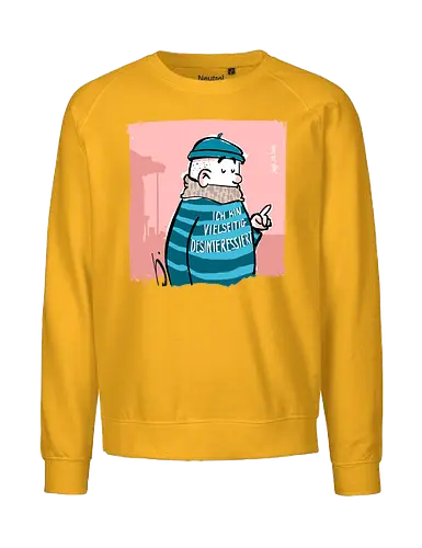 Ich bin vielseitig desinteressiert. - Ringelpullisprüche, Ringeldinger, streifenweise, Spruch, Weisheit, Motivation, Ringelpulli, SprücheShirt, Cartoon Illustration, Statement, Handgezeichnet, Humor, Selbstironie, Streifenpulli, Spruchshirt, deutsch, Misanthrop, introvertiert - Fairtrade Sweatshirt