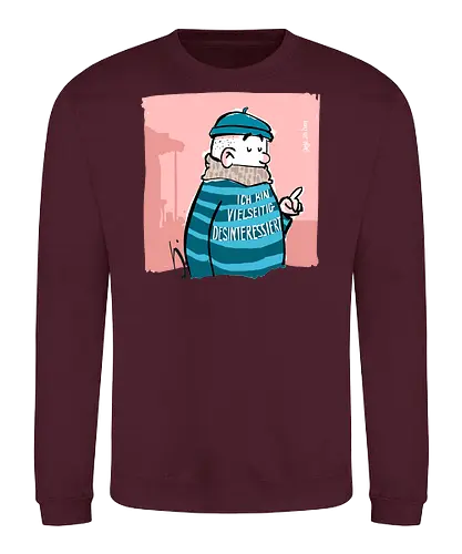 Ich bin vielseitig desinteressiert. - Ringelpullisprüche, Ringeldinger, streifenweise, Spruch, Weisheit, Motivation, Ringelpulli, SprücheShirt, Cartoon Illustration, Statement, Handgezeichnet, Humor, Selbstironie, Streifenpulli, Spruchshirt, deutsch, Misanthrop, introvertiert - Sweatshirt