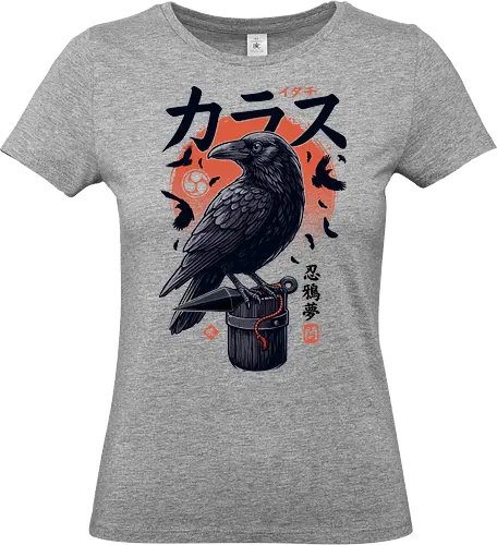 Dark Ninja Raven - anime, popart, otaku, kunai, shinobi, ninja, raven, crow, itachi, geek, japan, japanese, anime, manga, kanji, asian, shonen, sharingan, animal, lm2kone, aesthetic, illustration, gift - Standard T-Shirt (Women)