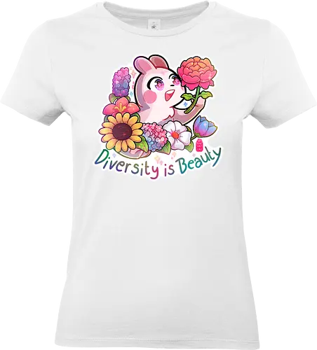 Diversity is Beauty - Beauty, comic, cute, affirmation, positive, unpolitischecomics, bunny, flowers, blumen, Sonnenblume, Peonie, Tulpe, Diversity - Standard T-Shirt (Women)