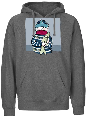 Dorsch halten! - Ringelpullisprüche, Ringeldinger, streifenweise, Spruch, Weisheit, Motivation, Ringelpulli, SprücheShirt, Cartoon Illustration, Statement, Fisch, Durchhalten, Handgezeichnet, Humor, Selbstironie, Streifenpulli, Spruchshirt, deutsch - Fairtrade Hoodie
