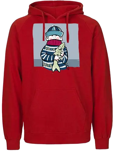 Dorsch halten! - Ringelpullisprüche, Ringeldinger, streifenweise, Spruch, Weisheit, Motivation, Ringelpulli, SprücheShirt, Cartoon Illustration, Statement, Fisch, Durchhalten, Handgezeichnet, Humor, Selbstironie, Streifenpulli, Spruchshirt, deutsch - Fairtrade Hoodie