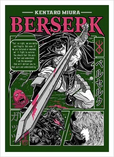 The Black Swordsman - guts, berserk, manga, anime, griffith, casca, japan, japanese, knight, black swordsman, dark, fantasy, sword, black, demon - Artprint