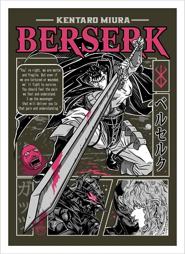 The Black Swordsman - guts, berserk, manga, anime, griffith, casca, japan, japanese, knight, black swordsman, dark, fantasy, sword, black, demon - Artprint