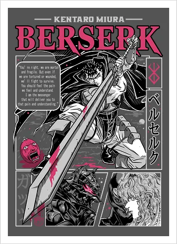 The Black Swordsman - guts, berserk, manga, anime, griffith, casca, japan, japanese, knight, black swordsman, dark, fantasy, sword, black, demon - Artprint