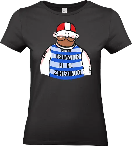 Mein Lieblingstier ist die Zimtschnecke - Ringelpullisprüche, Ringeldinger, streifenweise, Spruch, Weisheit, Motivation, Ringelpulli, SprücheShirt, Cartoon Illustration, Statement, Handgezeichnet, Humor, Selbstironie, Zimtschnecke, Wortspiel, Streifenpulli, Spruchshirt, deutsch - Standard T-Shirt (Women)