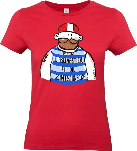 Mein Lieblingstier ist die Zimtschnecke - Ringelpullisprüche, Ringeldinger, streifenweise, Spruch, Weisheit, Motivation, Ringelpulli, SprücheShirt, Cartoon Illustration, Statement, Handgezeichnet, Humor, Selbstironie, Zimtschnecke, Wortspiel, Streifenpulli, Spruchshirt, deutsch - Standard T-Shirt (Women)