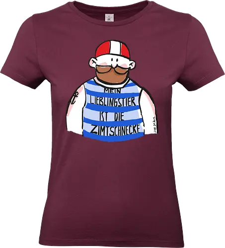 Mein Lieblingstier ist die Zimtschnecke - Ringelpullisprüche, Ringeldinger, streifenweise, Spruch, Weisheit, Motivation, Ringelpulli, SprücheShirt, Cartoon Illustration, Statement, Handgezeichnet, Humor, Selbstironie, Zimtschnecke, Wortspiel, Streifenpulli, Spruchshirt, deutsch - Standard T-Shirt (Women)