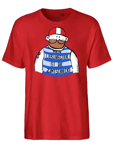 Mein Lieblingstier ist die Zimtschnecke - Ringelpullisprüche, Ringeldinger, streifenweise, Spruch, Weisheit, Motivation, Ringelpulli, SprücheShirt, Cartoon Illustration, Statement, Handgezeichnet, Humor, Selbstironie, Zimtschnecke, Wortspiel, Streifenpulli, Spruchshirt, deutsch - Fairtrade T-Shirt