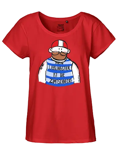 Mein Lieblingstier ist die Zimtschnecke - Ringelpullisprüche, Ringeldinger, streifenweise, Spruch, Weisheit, Motivation, Ringelpulli, SprücheShirt, Cartoon Illustration, Statement, Handgezeichnet, Humor, Selbstironie, Zimtschnecke, Wortspiel, Streifenpulli, Spruchshirt, deutsch - Fairtrade Girl Shirt