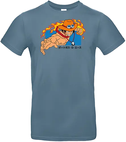 Portgas D. Ace Fire Fist Pirate Anime Art - Portgas D. Ace, Fire Fist Ace, Pirate, anime, manga, Mera Mera no Mi, devil fruit, Whitebeard Pirates, Gol D. Roger, Straw Hat Pirates, anime art, fan merchandise, marineford, shonen, Japanese animation, Ace, pirate, anime character - Standard T-Shirt