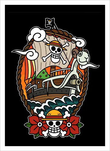  Straw Hat Pirates Going Merry Ship Pirate Anime Art