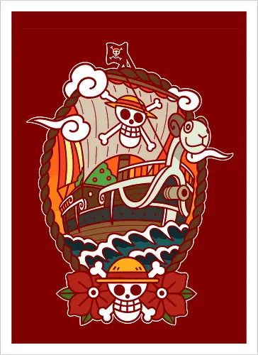  Straw Hat Pirates Going Merry Ship Pirate Anime Art