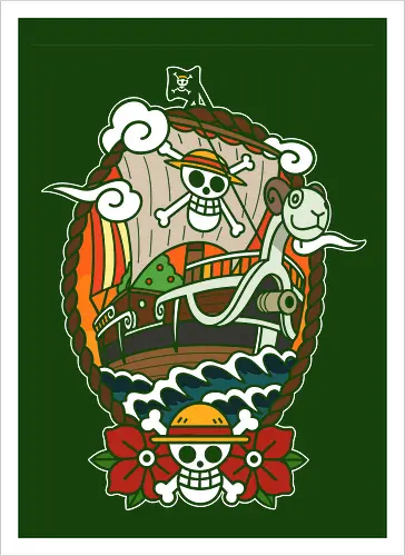  Straw Hat Pirates Going Merry Ship Pirate Anime Art