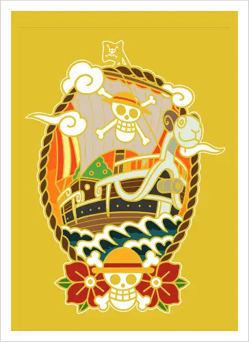  Straw Hat Pirates Going Merry Ship Pirate Anime Art