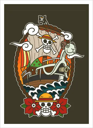  Straw Hat Pirates Going Merry Ship Pirate Anime Art