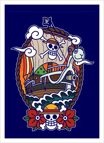  Straw Hat Pirates Going Merry Ship Pirate Anime Art