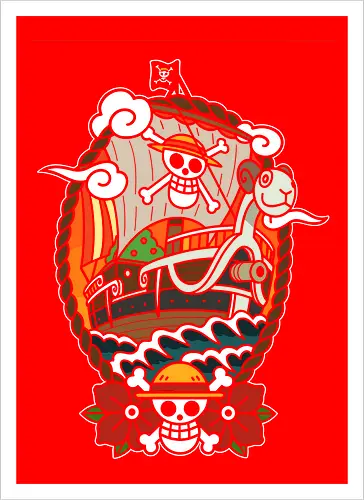  Straw Hat Pirates Going Merry Ship Pirate Anime Art