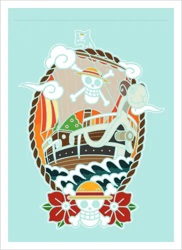  Straw Hat Pirates Going Merry Ship Pirate Anime Art