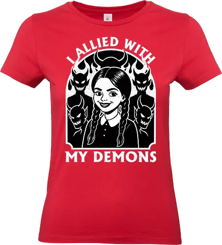 Goth Girl Demons - Demons, Demon, Horror, Fantasy, Halloween, Sarcasm, Sarcastic, Sarcastic Art, Sarcastic Humor, Irony, Spooky, Goth Gothic, Gothic Horror, Fire, Souls - Standard T-Shirt (Women)