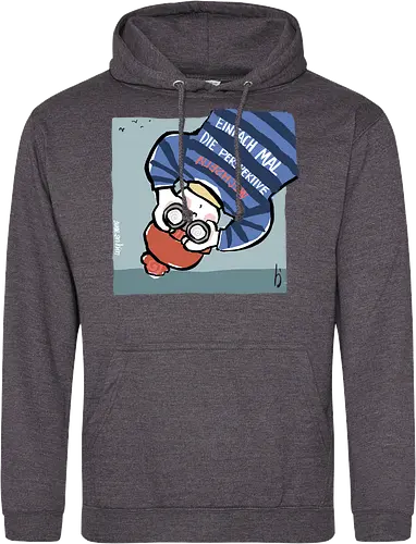 Einfach mal die Perspektive wechseln - Ringelpullisprüche, Ringeldinger, streifenweise, Spruch, Weisheit, Motivation, Ringelpulli, SprücheShirt, Cartoon Illustration, Statement, Handgezeichnet, Perspektive, Persepektivwechsel, Humor, Selbstironie, Streifenpulli, Spruchshirt, deutsch - Standard Hoodie