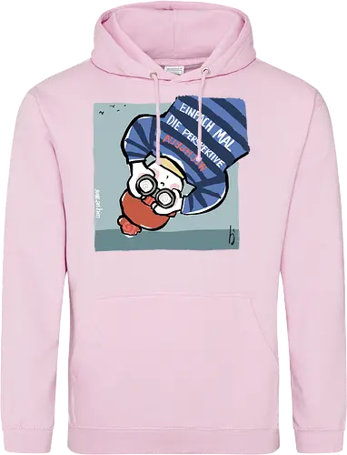 Einfach mal die Perspektive wechseln - Ringelpullisprüche, Ringeldinger, streifenweise, Spruch, Weisheit, Motivation, Ringelpulli, SprücheShirt, Cartoon Illustration, Statement, Handgezeichnet, Perspektive, Persepektivwechsel, Humor, Selbstironie, Streifenpulli, Spruchshirt, deutsch - Standard Hoodie