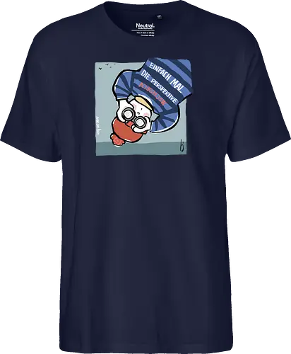 Einfach mal die Perspektive wechseln - Ringelpullisprüche, Ringeldinger, streifenweise, Spruch, Weisheit, Motivation, Ringelpulli, SprücheShirt, Cartoon Illustration, Statement, Handgezeichnet, Perspektive, Persepektivwechsel, Humor, Selbstironie, Streifenpulli, Spruchshirt, deutsch - Fairtrade T-Shirt