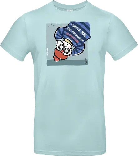 Einfach mal die Perspektive wechseln - Ringelpullisprüche, Ringeldinger, streifenweise, Spruch, Weisheit, Motivation, Ringelpulli, SprücheShirt, Cartoon Illustration, Statement, Handgezeichnet, Perspektive, Persepektivwechsel, Humor, Selbstironie, Streifenpulli, Spruchshirt, deutsch - Standard T-Shirt