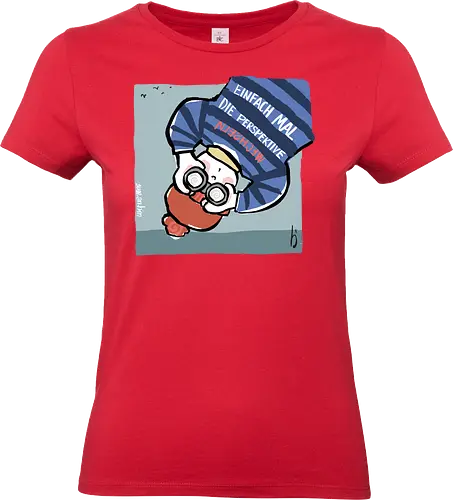 Einfach mal die Perspektive wechseln - Ringelpullisprüche, Ringeldinger, streifenweise, Spruch, Weisheit, Motivation, Ringelpulli, SprücheShirt, Cartoon Illustration, Statement, Handgezeichnet, Perspektive, Persepektivwechsel, Humor, Selbstironie, Streifenpulli, Spruchshirt, deutsch - Standard T-Shirt (Women)