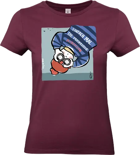 Einfach mal die Perspektive wechseln - Ringelpullisprüche, Ringeldinger, streifenweise, Spruch, Weisheit, Motivation, Ringelpulli, SprücheShirt, Cartoon Illustration, Statement, Handgezeichnet, Perspektive, Persepektivwechsel, Humor, Selbstironie, Streifenpulli, Spruchshirt, deutsch - Standard T-Shirt (Women)