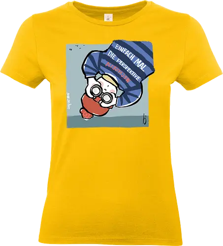 Einfach mal die Perspektive wechseln - Ringelpullisprüche, Ringeldinger, streifenweise, Spruch, Weisheit, Motivation, Ringelpulli, SprücheShirt, Cartoon Illustration, Statement, Handgezeichnet, Perspektive, Persepektivwechsel, Humor, Selbstironie, Streifenpulli, Spruchshirt, deutsch - Standard T-Shirt (Women)