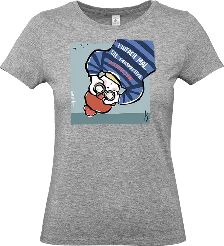 Einfach mal die Perspektive wechseln - Ringelpullisprüche, Ringeldinger, streifenweise, Spruch, Weisheit, Motivation, Ringelpulli, SprücheShirt, Cartoon Illustration, Statement, Handgezeichnet, Perspektive, Persepektivwechsel, Humor, Selbstironie, Streifenpulli, Spruchshirt, deutsch - Standard T-Shirt (Women)