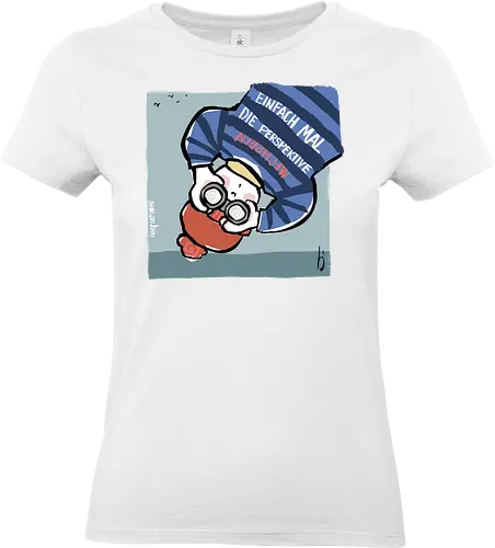 Einfach mal die Perspektive wechseln - Ringelpullisprüche, Ringeldinger, streifenweise, Spruch, Weisheit, Motivation, Ringelpulli, SprücheShirt, Cartoon Illustration, Statement, Handgezeichnet, Perspektive, Persepektivwechsel, Humor, Selbstironie, Streifenpulli, Spruchshirt, deutsch - Standard T-Shirt (Women)