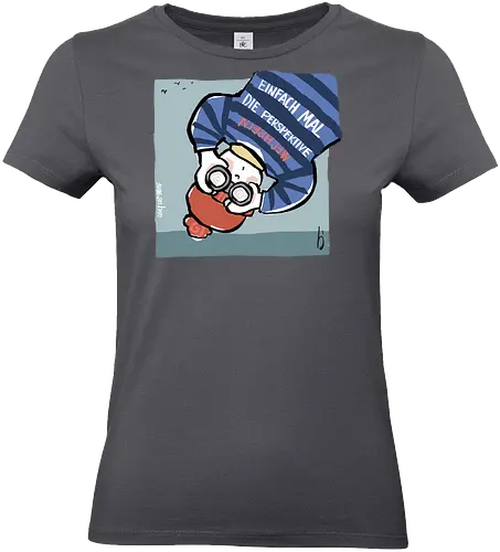Einfach mal die Perspektive wechseln - Ringelpullisprüche, Ringeldinger, streifenweise, Spruch, Weisheit, Motivation, Ringelpulli, SprücheShirt, Cartoon Illustration, Statement, Handgezeichnet, Perspektive, Persepektivwechsel, Humor, Selbstironie, Streifenpulli, Spruchshirt, deutsch - Standard T-Shirt (Women)