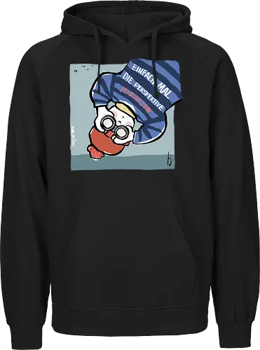 Einfach mal die Perspektive wechseln - Ringelpullisprüche, Ringeldinger, streifenweise, Spruch, Weisheit, Motivation, Ringelpulli, SprücheShirt, Cartoon Illustration, Statement, Handgezeichnet, Perspektive, Persepektivwechsel, Humor, Selbstironie, Streifenpulli, Spruchshirt, deutsch - Fairtrade Hoodie